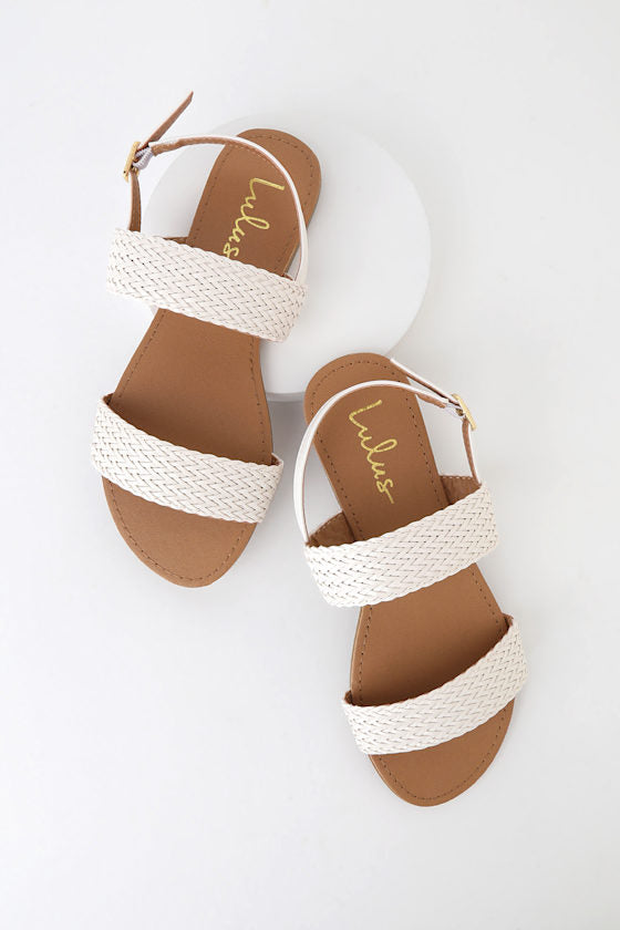 Blaise White Flat Sandals