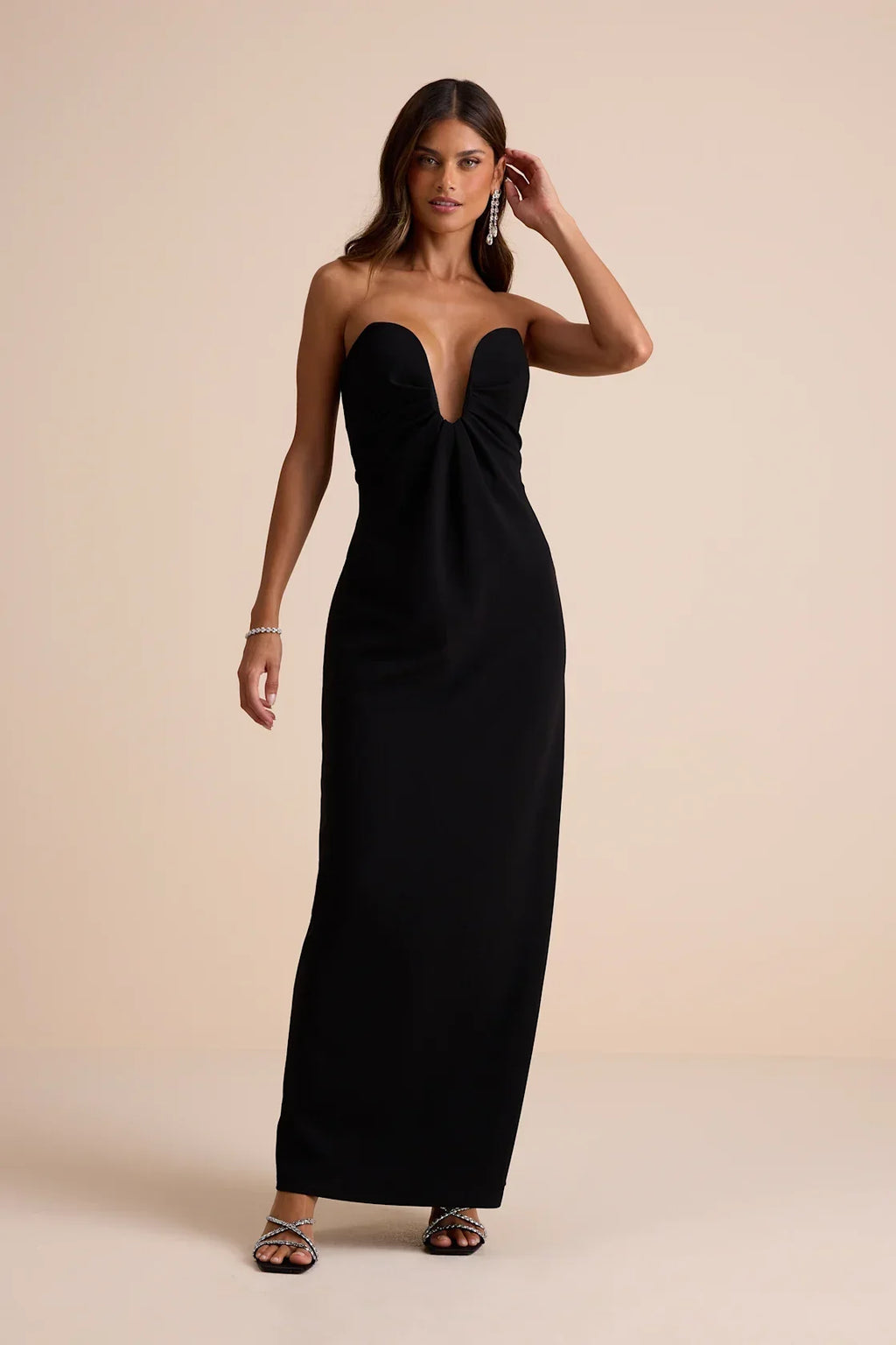 Thula Dark Olive Cutout U-Bar Column Maxi Dress
