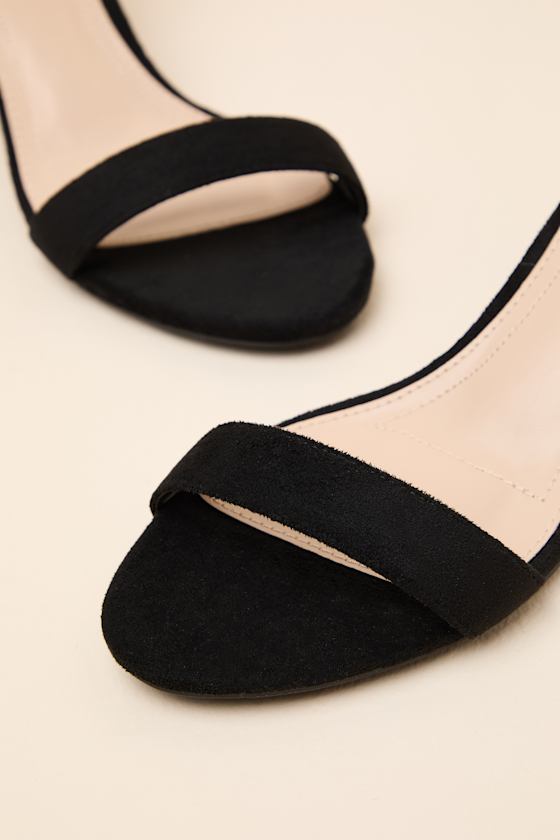 Harper Black Suede Ankle Strap Heels