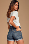 501 Medium Wash Long Denim Shorts