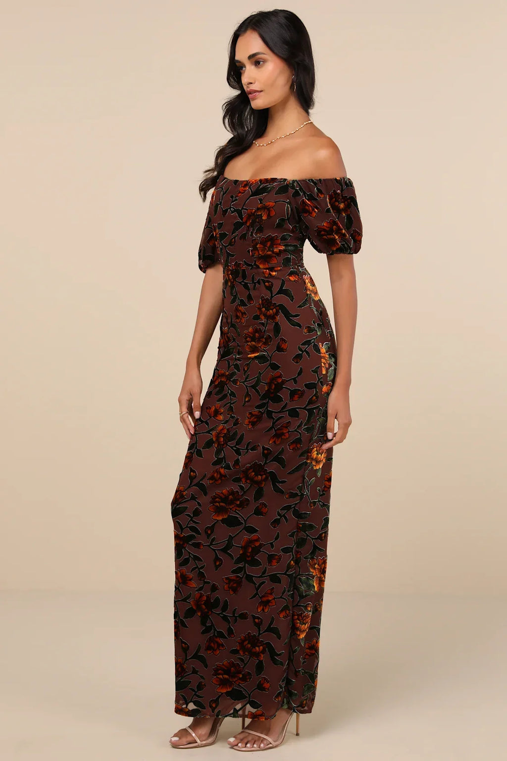 Confidently Impressive Blue Velvet Off-the-Shoulder Maxi Dress