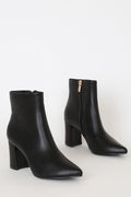 Sarai Black Pointed-Toe Ankle Booties