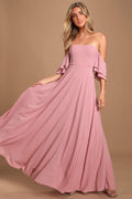 Abbington Dusty Lavender Off-the-Shoulder Maxi Dress