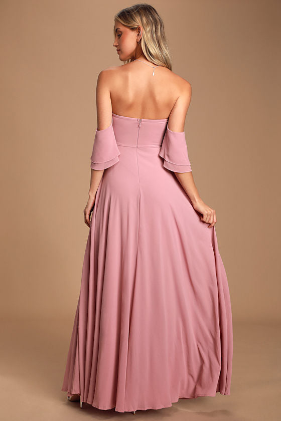 Abbington Dusty Lavender Off-the-Shoulder Maxi Dress