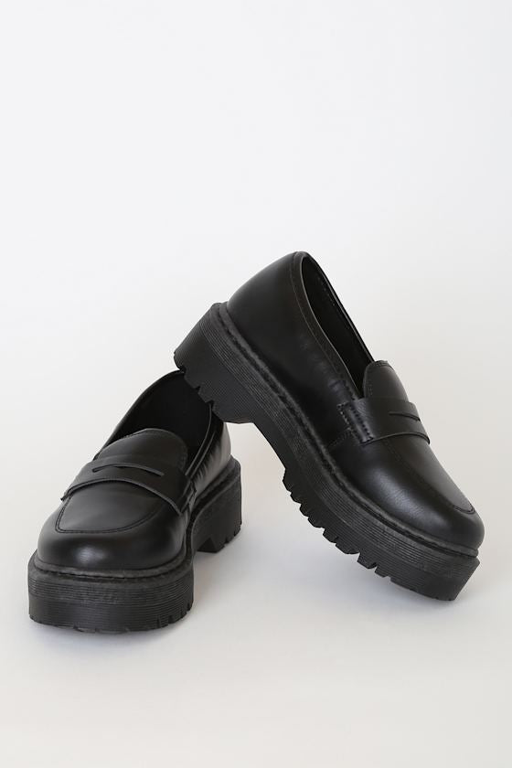 Maysie Black Flatform Loafers
