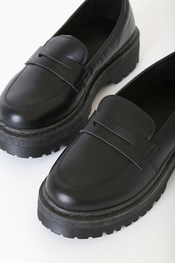 Maysie Black Flatform Loafers