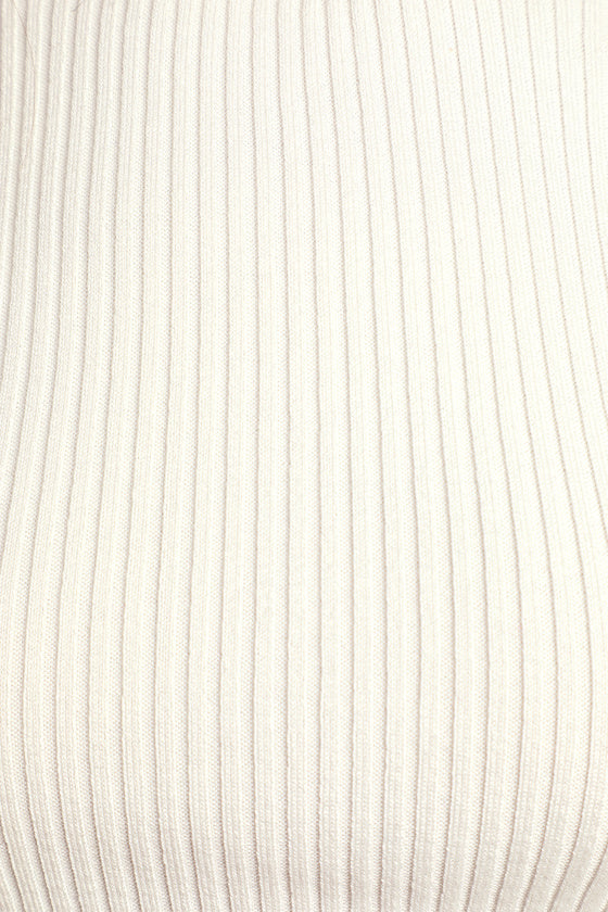 Karlee Ivory Ribbed Knit Long Sleeve Sweater Top