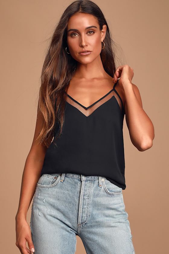 Sweet Fling Black Mesh Tank Top