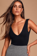 Check You Out Black Sleeveless Bodysuit