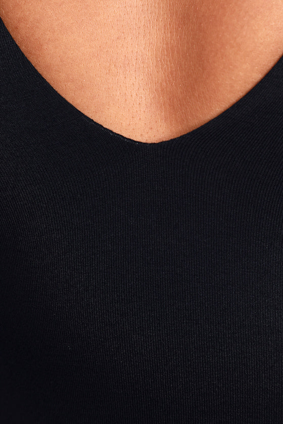 Check You Out Black Sleeveless Bodysuit
