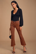 Kaylene Black V-Neck Balloon Sleeve Bodysuit