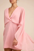 Jolia Light Pink Cape V-Neck Mini Dress