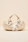 Maelynn Champagne Satin Knotted Handle Bag