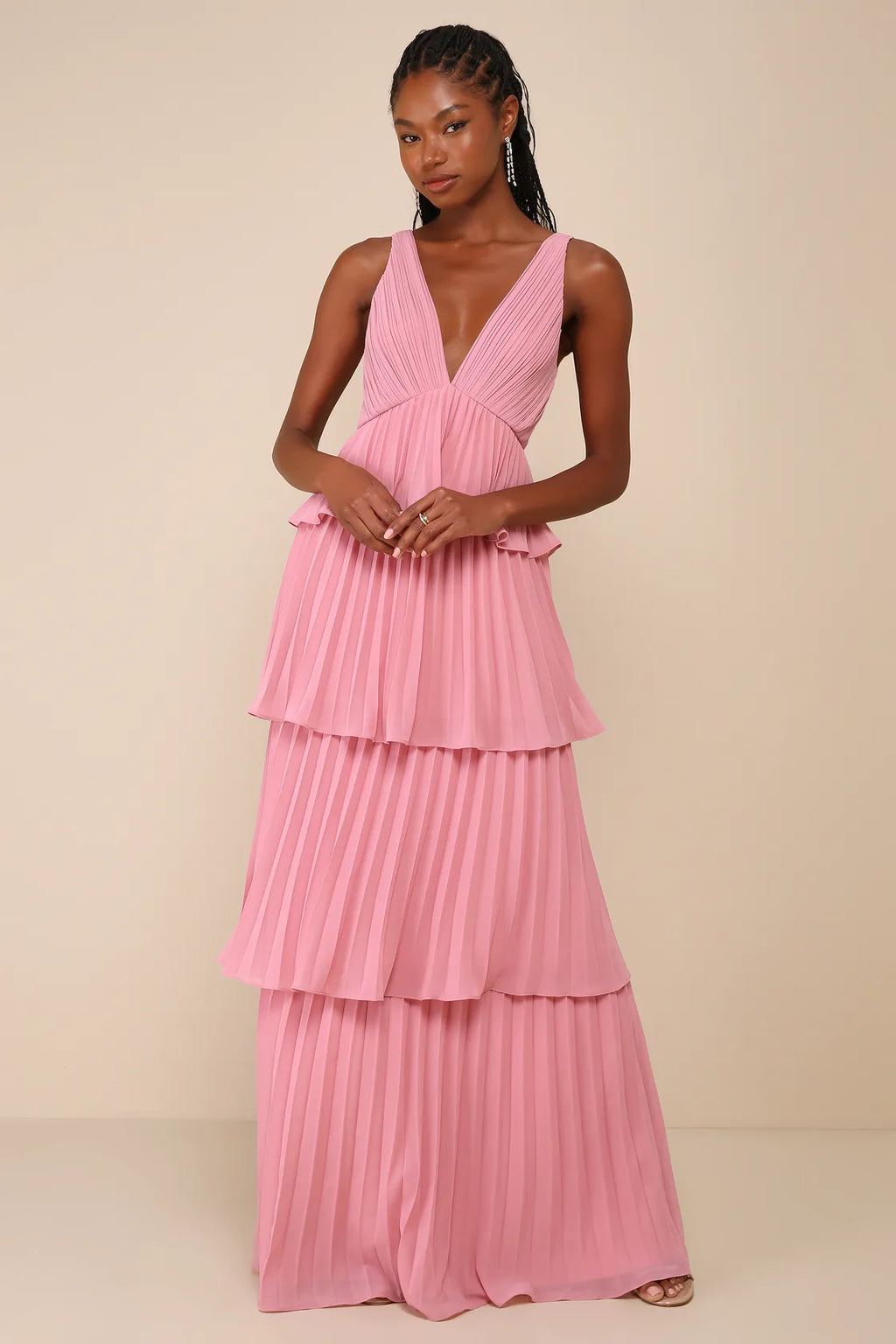 Mesmerizing Essence Navy Pleated Backless Tiered Maxi Dress