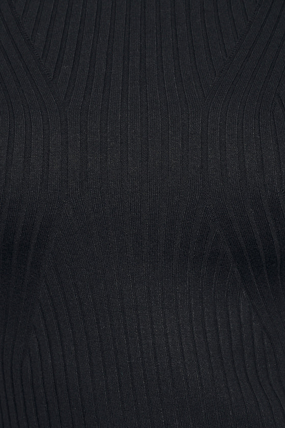 Snug As Can Be Black Ribbed Mock Neck Sweater Dress