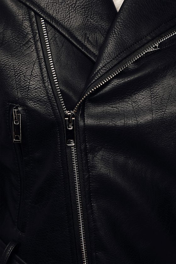Off The Edge Black Vegan Leather Moto Jacket