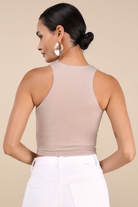 Feel Like Dancing Taupe Crop Top