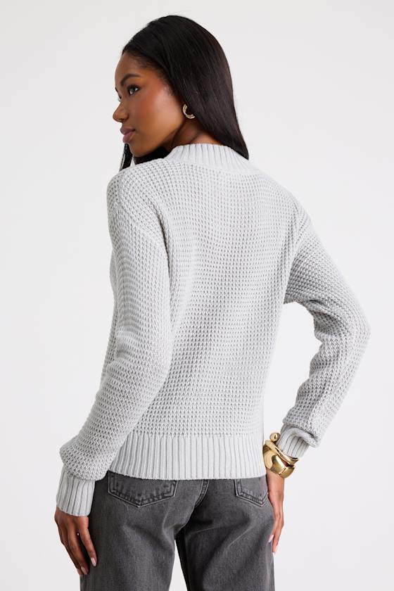 Campfire Cozy Light Grey Cropped Sweater