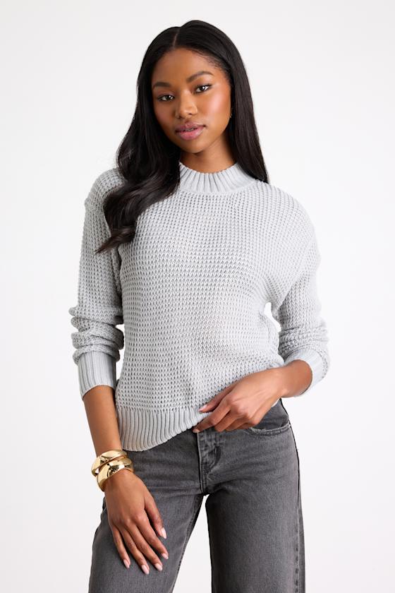 Campfire Cozy Light Grey Cropped Sweater