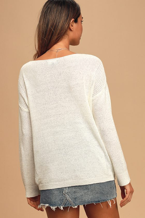 Positive Affirmations Ivory Loose Knit Sweater