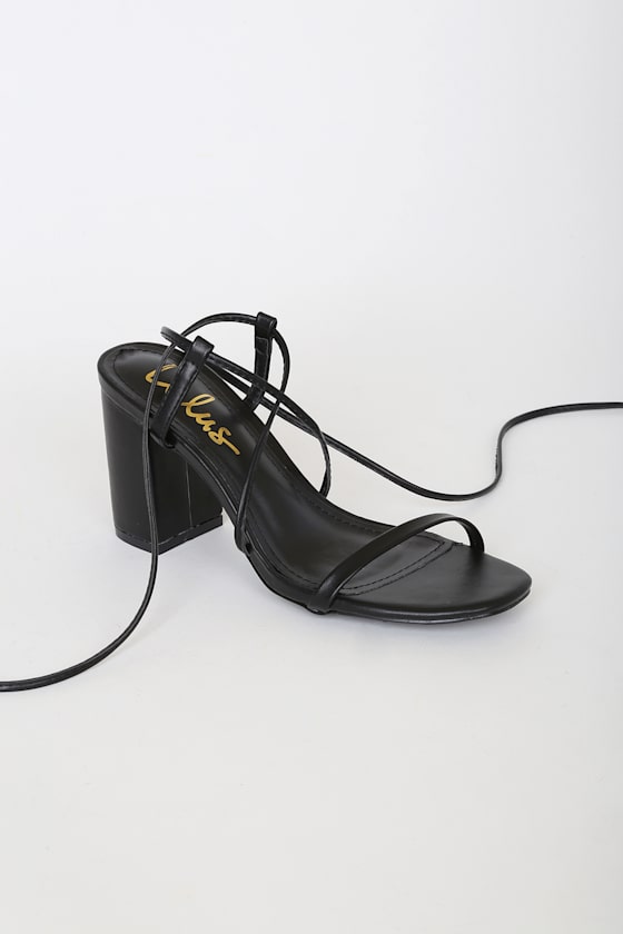 Aribaa Black Lace-Up High Heel Sandals