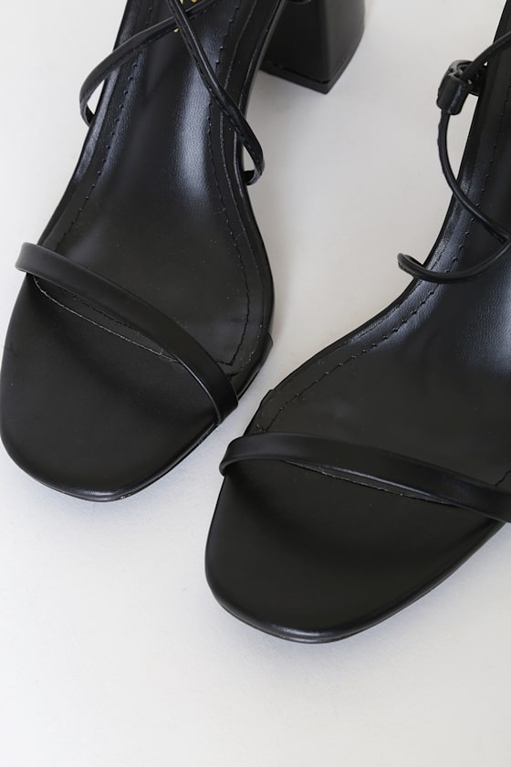 Aribaa Black Lace-Up High Heel Sandals