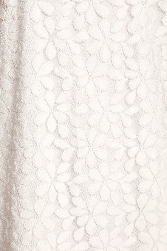 All My Adoration White Lace Halter Shift Dress