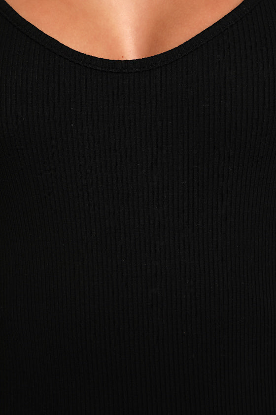 Simply Sultry Black Ribbed Bodycon Mini Dress