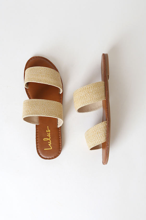 Time to Chill Natural Raffia Slide Sandals