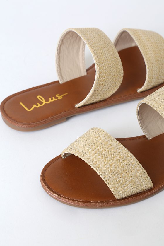 Time to Chill Natural Raffia Slide Sandals