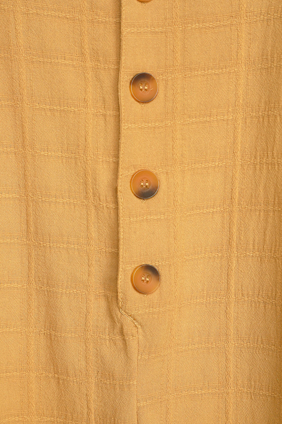 Amalie Dark Mustard Button-Front Sleeveless Romper