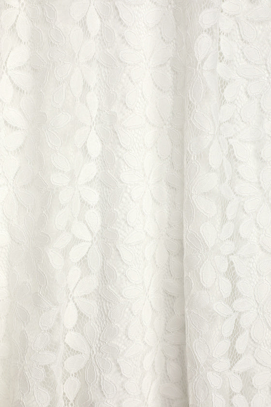 All My Adoration White Lace Halter Shift Dress