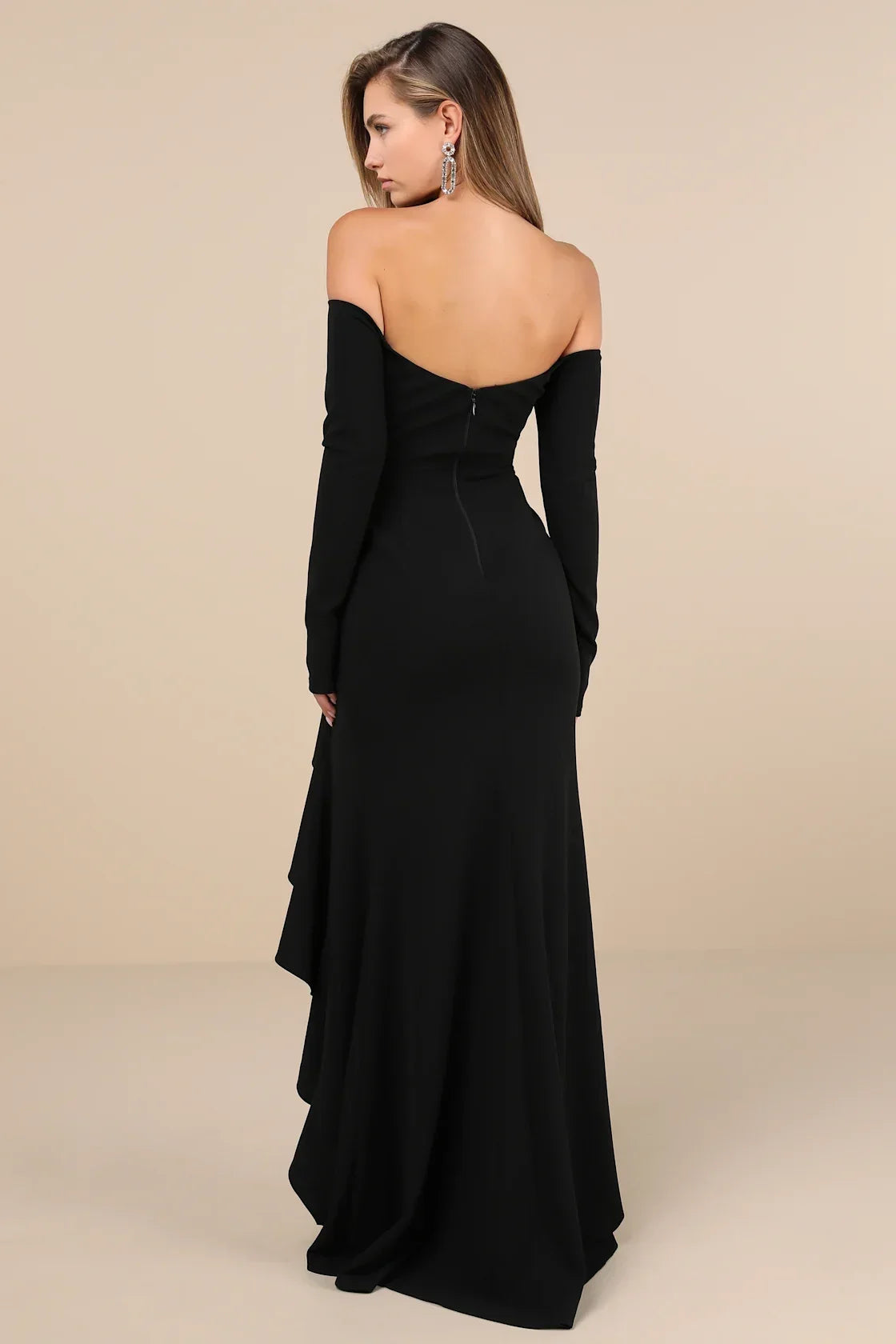 Notorious Perfection Black Off-the-Shoulder Ruffled Maxi Dress