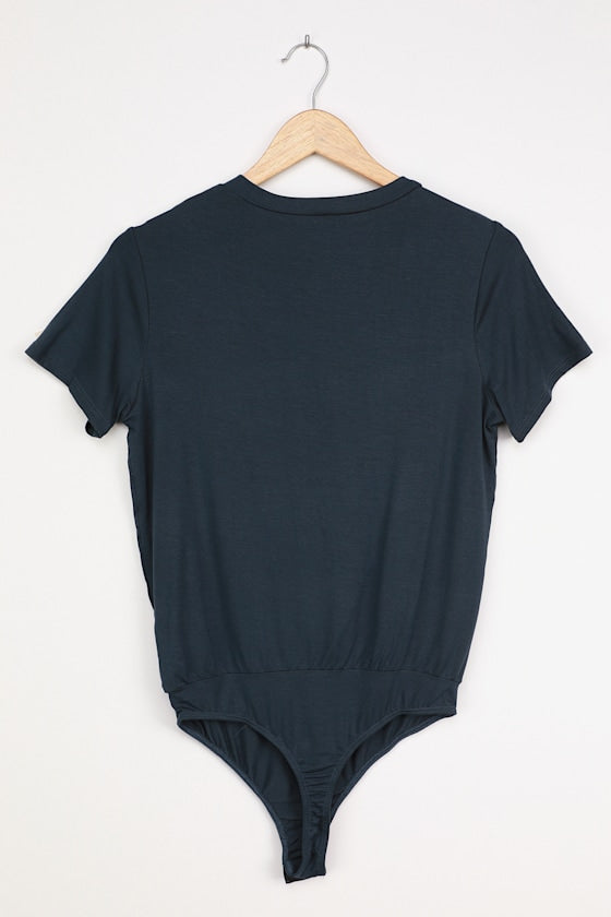 Adyn Dark Blue V-Neck T-Shirt Bodysuit