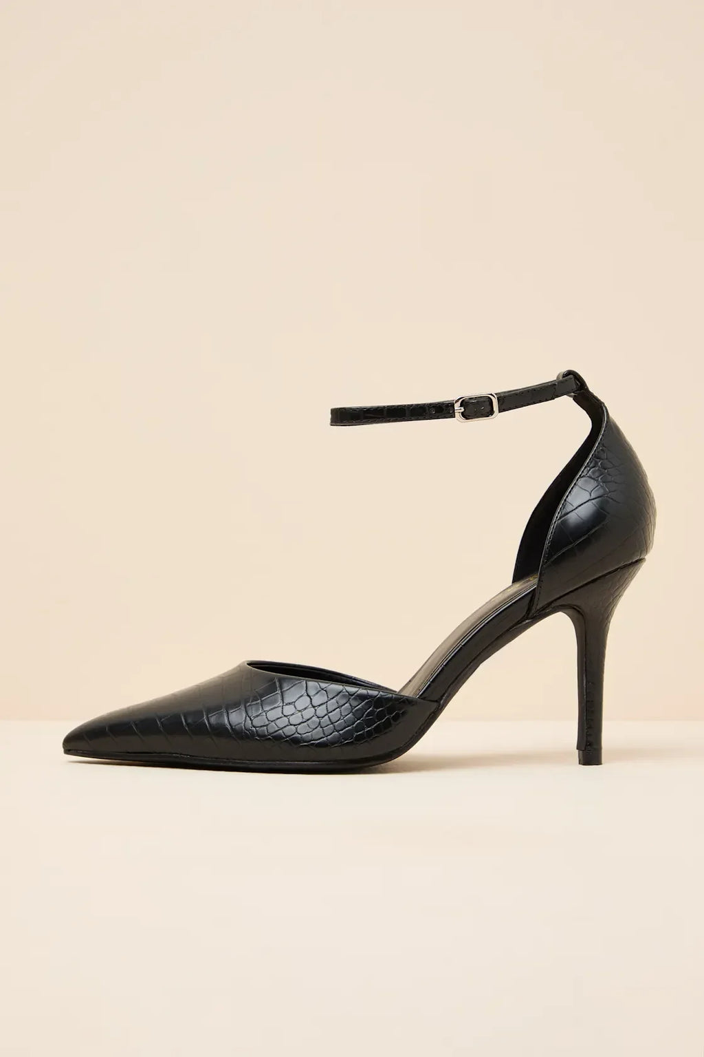 Acrux Silver Distressed Pointed-Toe Ankle Strap Pumps