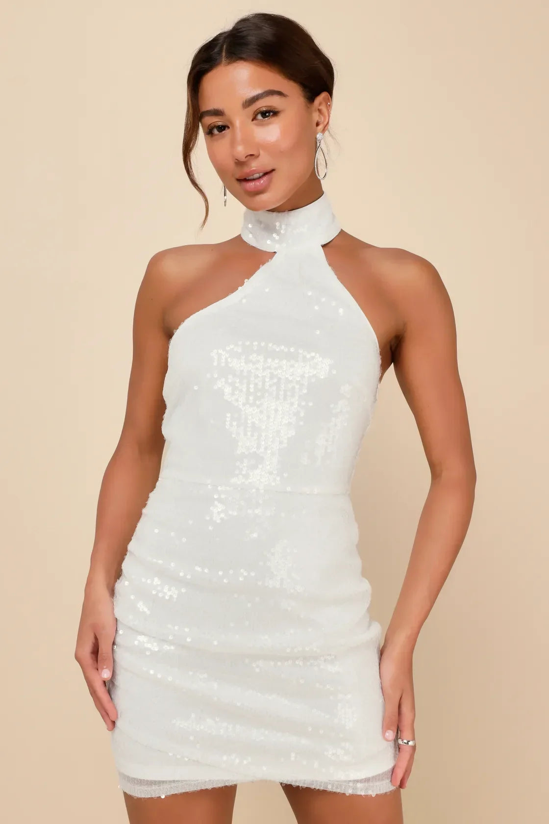 Sensational Purpose Mint Sequin Halter Tulip Mini Dress