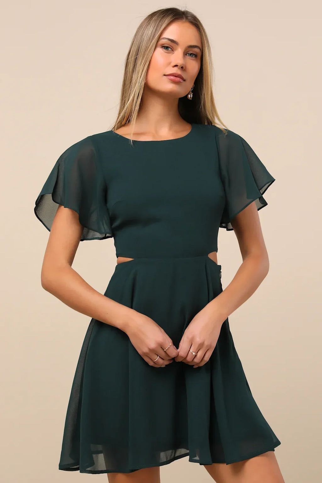 Blissful Love Blue Cutout Mini Skater Dress