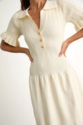 Yavina Black Collared Skater Sweater Mini Dress