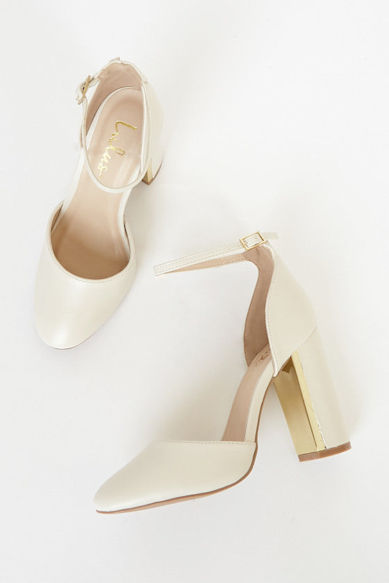 Laura Off White Ankle Strap Heels