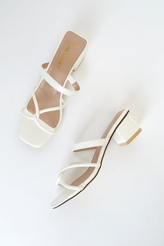 Leylia White High Heel Sandals