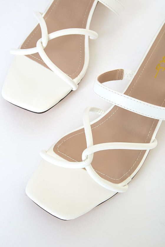 Leylia White High Heel Sandals