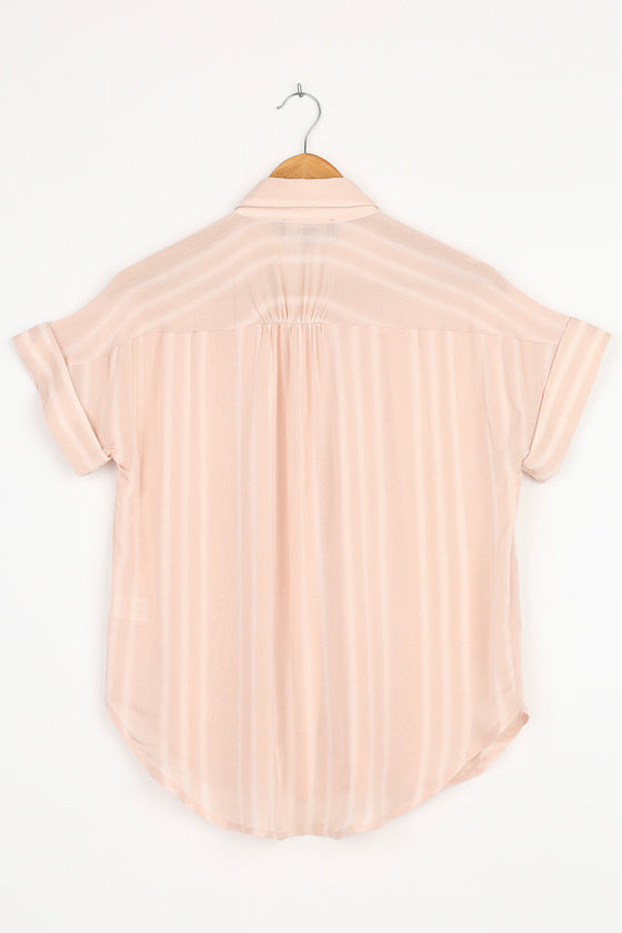 Everlee Light Pink Striped Button-Up Top