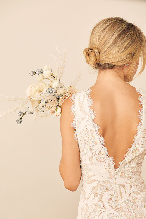 Enamored With You White Lace Wide-Leg Jumpsuit