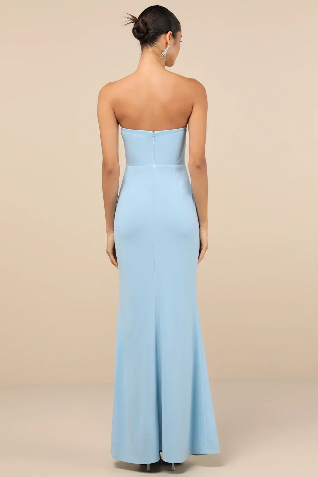 Elegant Finesse Light Blue Pleated Cutout Maxi Dress