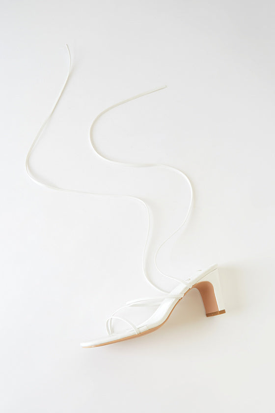 Aliah White Lace-Up High Heel Sandals