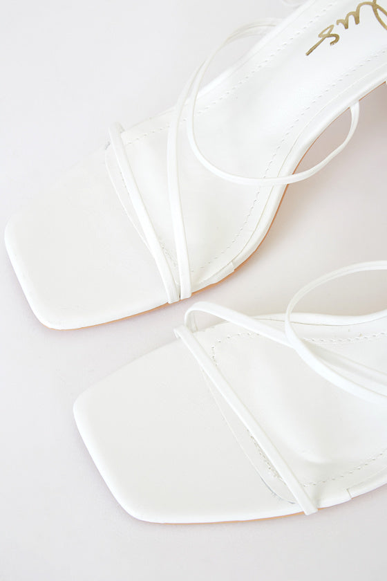 Aliah White Lace-Up High Heel Sandals