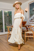 Chance For Us Ivory Off-the-Shoulder Ruffled Maxi Dress