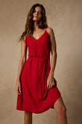 Camila Red Sleeveless Sheath Midi Dress