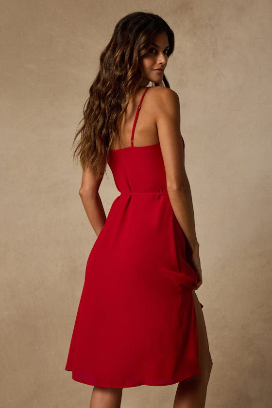 Camila Red Sleeveless Sheath Midi Dress