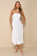 Perfectly Stunning Emerald Jacquard Strapless Midi Dress
